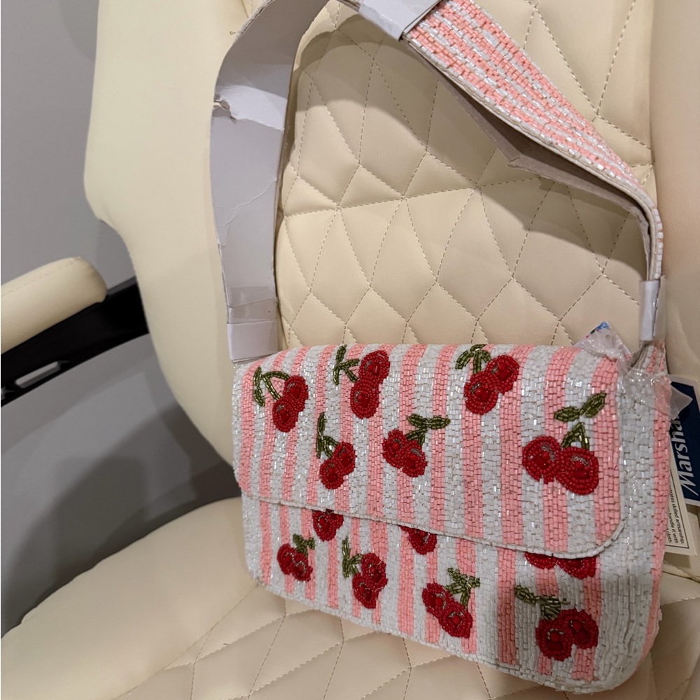 Cherry Embroidered Pink Shoulder Bag